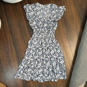 Rails silk cinched waist blue floral dress